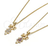 Oro Laminado Pendant Necklace, Gold Filled Style Little Girl Design, with Ruby Micro Pave, Polished, Golden Finish, 04.156.0263.1.20 (02 MM Thickness, 20 Inches Length)
