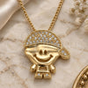 Oro Laminado Pendant Necklace, Gold Filled Style Little Boy Design, with White Micro Pave, Polished, Golden Finish, 04.156.0266.20 (02 MM Thickness, 20 Inches Length)
