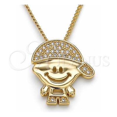 Oro Laminado Pendant Necklace, Gold Filled Style Little Boy Design, with White Micro Pave, Polished, Golden Finish, 04.156.0266.20 (02 MM Thickness, 20 Inches Length)