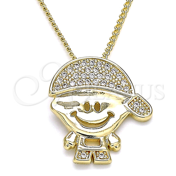 Gold Filled Necklace — Pendant Necklace Little Boy Design with White Micro — main product view — SKU 133393 | Oro Laminado collar — Pendant Necklace Little Boy diseño with blanco Micro — SKU 133393
