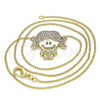 Oro Laminado Pendant Necklace, Gold Filled Style Little Girl and Heart Design, with White Micro Pave, Polished, Golden Finish, 04.156.0267.20 (02 MM Thickness, 20 Inches Length)
