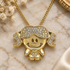 Oro Laminado Pendant Necklace, Gold Filled Style Little Girl and Heart Design, with White Micro Pave, Polished, Golden Finish, 04.156.0267.20 (02 MM Thickness, 20 Inches Length)