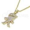 Oro Laminado Pendant Necklace, Gold Filled Style Little Boy Design, with White Micro Pave, Polished, Golden Finish, 04.156.0269.20 (02 MM Thickness, 20 Inches Length)