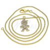 Oro Laminado Pendant Necklace, Gold Filled Style Little Boy Design, with White Micro Pave, Polished, Golden Finish, 04.156.0269.20 (02 MM Thickness, 20 Inches Length)