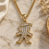 Oro Laminado Pendant Necklace, Gold Filled Style Little Boy Design, with White Micro Pave, Polished, Golden Finish, 04.156.0269.20 (02 MM Thickness, 20 Inches Length)