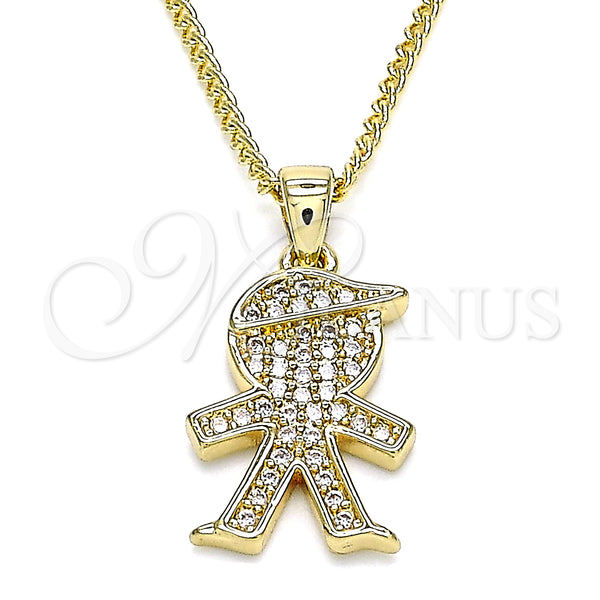 Gold Filled Necklace — Pendant Necklace Little Boy Design with White Micro — main product view — SKU 133396 | Oro Laminado collar — Pendant Necklace Little Boy diseño with blanco Micro — SKU 133396