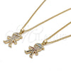Oro Laminado Pendant Necklace, Gold Filled Style Little Boy Design, with White Micro Pave, Polished, Golden Finish, 04.156.0269.20 (02 MM Thickness, 20 Inches Length)