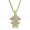 Oro Laminado Pendant Necklace, Gold Filled Style Little Girl Design, with White Micro Pave, Polished, Golden Finish, 04.156.0270.20 (02 MM Thickness, 20 Inches Length)