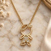Oro Laminado Pendant Necklace, Gold Filled Style Little Boy Design, with White Micro Pave, Polished, Golden Finish, 04.156.0271.20 (02 MM Thickness, 20 Inches Length)