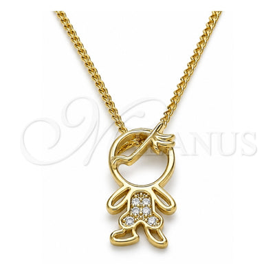 Oro Laminado Pendant Necklace, Gold Filled Style Little Boy Design, with White Micro Pave, Polished, Golden Finish, 04.156.0271.20 (02 MM Thickness, 20 Inches Length)