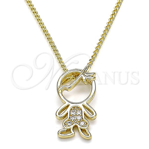 Gold Filled Necklace — Pendant Necklace Little Boy Design with White Micro — main product view — SKU 133400 | Oro Laminado collar — Pendant Necklace Little Boy diseño with blanco Micro — SKU 133400