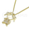 Oro Laminado Pendant Necklace, Gold Filled Style Little Girl Design, with White Micro Pave, Polished, Golden Finish, 04.156.0272.20 (02 MM Thickness, 20 Inches Length)