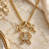 Oro Laminado Pendant Necklace, Gold Filled Style Little Girl Design, with White Micro Pave, Polished, Golden Finish, 04.156.0272.20 (02 MM Thickness, 20 Inches Length)