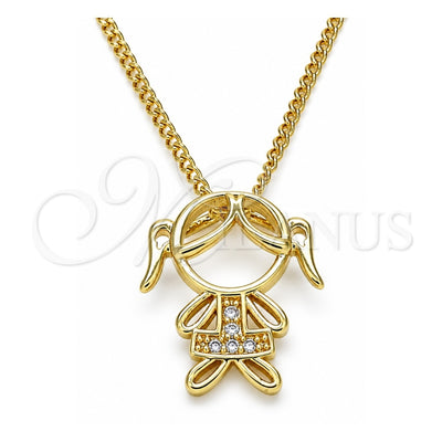 Oro Laminado Pendant Necklace, Gold Filled Style Little Girl Design, with White Micro Pave, Polished, Golden Finish, 04.156.0272.20 (02 MM Thickness, 20 Inches Length)