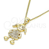 Oro Laminado Pendant Necklace, Gold Filled Style Little Girl Design, with White Micro Pave, Polished, Golden Finish, 04.156.0273.20 (02 MM Thickness, 20 Inches Length)