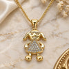 Oro Laminado Pendant Necklace, Gold Filled Style Little Girl Design, with White Micro Pave, Polished, Golden Finish, 04.156.0273.20 (02 MM Thickness, 20 Inches Length)