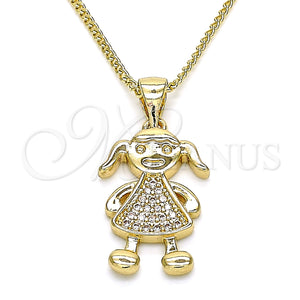 Gold Filled Necklace — Pendant Necklace Little Girl Design with White Micro — main product view — SKU 133402 | Oro Laminado collar — Pendant Necklace Little Girl diseño with blanco Micro — SKU 133402