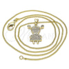 Oro Laminado Pendant Necklace, Gold Filled Style Little Girl Design, with White Micro Pave, Polished, Golden Finish, 04.156.0275.20 (02 MM Thickness, 20 Inches Length)