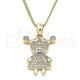 Oro Laminado Pendant Necklace, Gold Filled Style Little Girl Design, with White Micro Pave, Polished, Golden Finish, 04.156.0275.20 (02 MM Thickness, 20 Inches Length)