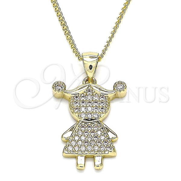 Gold Filled Necklace — Pendant Necklace Little Girl Design with White Micro — main product view — SKU 133404 | Oro Laminado collar — Pendant Necklace Little Girl diseño with blanco Micro — SKU 133404