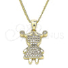 Oro Laminado Pendant Necklace, Gold Filled Style Little Girl Design, with White Micro Pave, Polished, Golden Finish, 04.156.0275.20 (02 MM Thickness, 20 Inches Length)