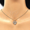 Oro Laminado Pendant Necklace, Gold Filled Style Heart and Little Girl Design, with White Micro Pave, Polished, Golden Finish, 04.156.0276.20 (02 MM Thickness, 20 Inches Length)