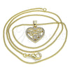 Oro Laminado Pendant Necklace, Gold Filled Style Heart and Little Girl Design, with White Micro Pave, Polished, Golden Finish, 04.156.0276.20 (02 MM Thickness, 20 Inches Length)