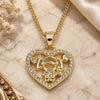 Oro Laminado Pendant Necklace, Gold Filled Style Heart and Little Girl Design, with White Micro Pave, Polished, Golden Finish, 04.156.0276.20 (02 MM Thickness, 20 Inches Length)