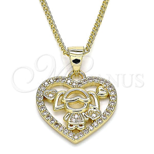 Gold Filled Necklace — Pendant Necklace Heart and Little Girl Design with — main product view — SKU 133405 | Oro Laminado collar — Pendant Necklace corazón and Little Girl diseño with — SKU 133405