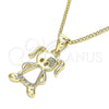 Oro Laminado Pendant Necklace, Gold Filled Style Little Girl Design, with White Micro Pave, Polished, Golden Finish, 04.156.0277.20 (02 MM Thickness, 20 Inches Length)