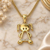 Oro Laminado Pendant Necklace, Gold Filled Style Little Girl Design, with White Micro Pave, Polished, Golden Finish, 04.156.0277.20 (02 MM Thickness, 20 Inches Length)