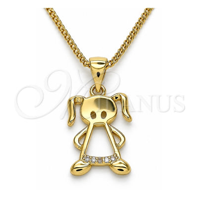 Oro Laminado Pendant Necklace, Gold Filled Style Little Girl Design, with White Micro Pave, Polished, Golden Finish, 04.156.0277.20 (02 MM Thickness, 20 Inches Length)