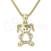 Oro Laminado Pendant Necklace, Gold Filled Style Little Girl Design, with White Micro Pave, Polished, Golden Finish, 04.156.0277.20 (02 MM Thickness, 20 Inches Length)