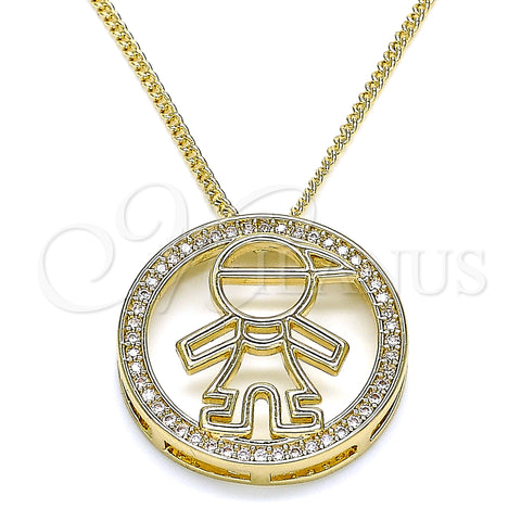 Oro Laminado Pendant Necklace, Gold Filled Style Little Boy Design, with White Micro Pave, Polished, Golden Finish, 04.156.0278.20 (02 MM Thickness, 20 Inches Length)