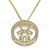 Oro Laminado Pendant Necklace, Gold Filled Style Little Boy Design, with White Micro Pave, Polished, Golden Finish, 04.156.0278.20 (02 MM Thickness, 20 Inches Length)
