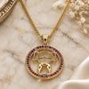 Oro Laminado Pendant Necklace, Gold Filled Style Little Girl Design, with Ruby Micro Pave, Polished, Golden Finish, 04.156.0105.2.20 (02 MM Thickness, 20 Inches Length)