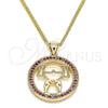 Oro Laminado Pendant Necklace, Gold Filled Style Little Girl Design, with Ruby Micro Pave, Polished, Golden Finish, 04.156.0105.2.20 (02 MM Thickness, 20 Inches Length)