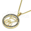 Oro Laminado Pendant Necklace, Gold Filled Style Little Boy Design, with Sapphire Blue Micro Pave, Polished, Golden Finish, 04.156.0279.20 (02 MM Thickness, 20 Inches Length)
