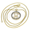 Oro Laminado Pendant Necklace, Gold Filled Style Little Boy Design, with Sapphire Blue Micro Pave, Polished, Golden Finish, 04.156.0279.20 (02 MM Thickness, 20 Inches Length)