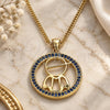 Oro Laminado Pendant Necklace, Gold Filled Style Little Boy Design, with Sapphire Blue Micro Pave, Polished, Golden Finish, 04.156.0279.20 (02 MM Thickness, 20 Inches Length)