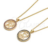 Oro Laminado Pendant Necklace, Gold Filled Style Little Boy Design, with Sapphire Blue Micro Pave, Polished, Golden Finish, 04.156.0279.20 (02 MM Thickness, 20 Inches Length)