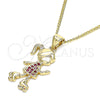 Oro Laminado Pendant Necklace, Gold Filled Style Little Girl Design, with White Micro Pave, Polished, Golden Finish, 04.156.0280.20 (02 MM Thickness, 20 Inches Length)