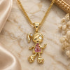 Oro Laminado Pendant Necklace, Gold Filled Style Little Girl Design, with White Micro Pave, Polished, Golden Finish, 04.156.0280.20 (02 MM Thickness, 20 Inches Length)