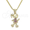 Oro Laminado Pendant Necklace, Gold Filled Style Little Girl Design, with White Micro Pave, Polished, Golden Finish, 04.156.0280.20 (02 MM Thickness, 20 Inches Length)