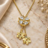 Oro Laminado Fancy Necklace, Gold Filled Style Flower Design, with White Cubic Zirconia, Polished, Golden Finish, 04.347.0004.20 (01 MM Thickness, 20 Inches Length)