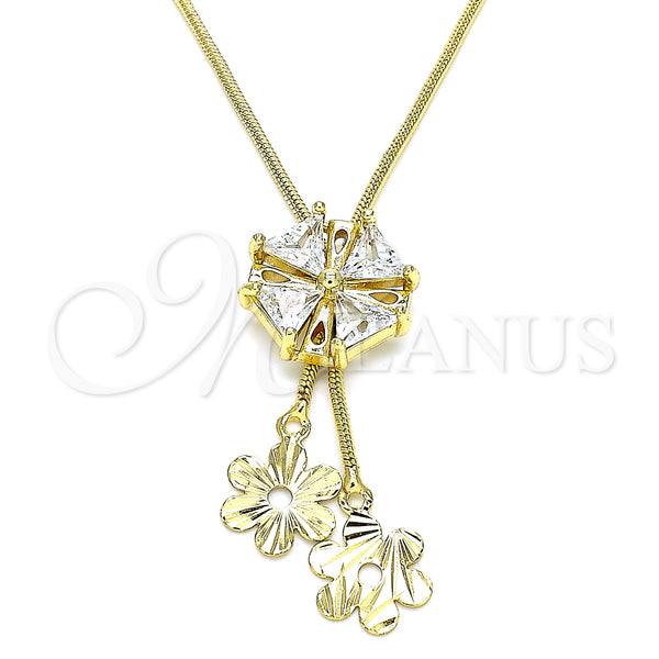Gold Filled Necklace — Fancy Necklace Flower Design with White Cubic Zirconia — main product view — SKU 133411 | Oro Laminado collar — elegante Necklace flor diseño with blanco Cubic Zirconia — SKU 133411