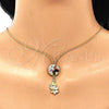Oro Laminado Fancy Necklace, Gold Filled Style Flower Design, with Multicolor Cubic Zirconia, Polished, Golden Finish, 04.347.0005.20 (01 MM Thickness, 20 Inches Length)