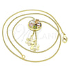 Oro Laminado Fancy Necklace, Gold Filled Style Flower Design, with Multicolor Cubic Zirconia, Polished, Golden Finish, 04.347.0005.20 (01 MM Thickness, 20 Inches Length)