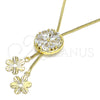 Oro Laminado Fancy Necklace, Gold Filled Style Flower Design, with White Cubic Zirconia, Polished, Golden Finish, 04.347.0005.1.20 (01 MM Thickness, 20 Inches Length)