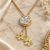Oro Laminado Fancy Necklace, Gold Filled Style Flower Design, with White Cubic Zirconia, Polished, Golden Finish, 04.347.0005.1.20 (01 MM Thickness, 20 Inches Length)
